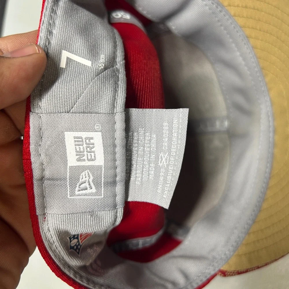 San Francisco 49ers NFL New Era 59FIFTY Fitted‎ Hat Red Gold Sz 7 Kids